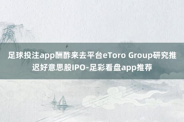 足球投注app酬酢来去平台eToro Group研究推迟好意思股IPO-足彩看盘app推荐