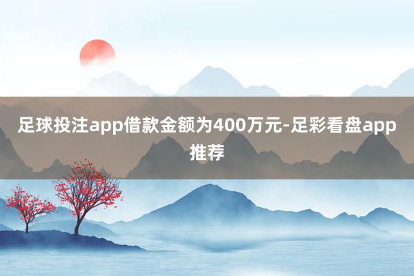 足球投注app借款金额为400万元-足彩看盘app推荐