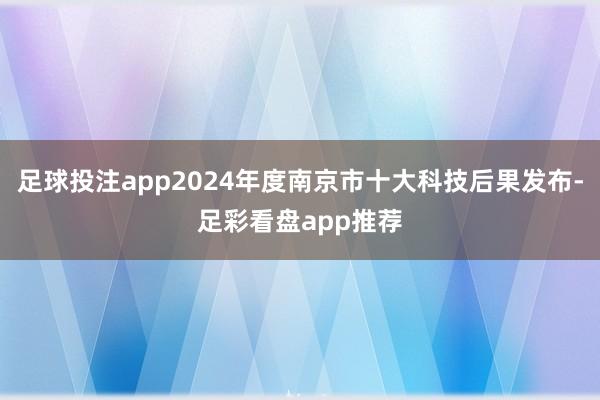 足球投注app2024年度南京市十大科技后果发布-足彩看盘app推荐
