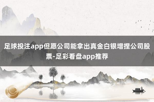 足球投注app但愿公司能拿出真金白银增捏公司股票-足彩看盘app推荐
