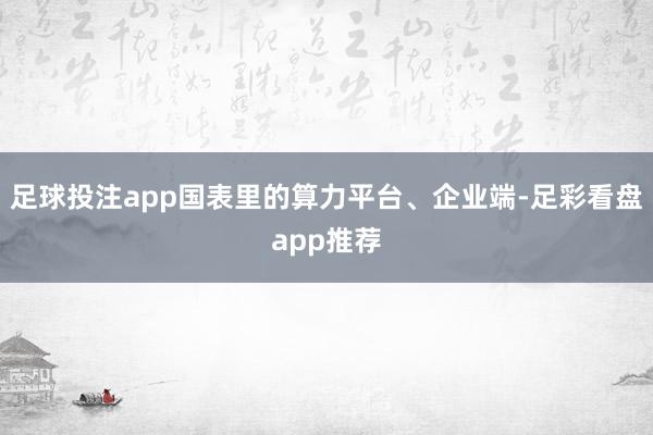 足球投注app国表里的算力平台、企业端-足彩看盘app推荐