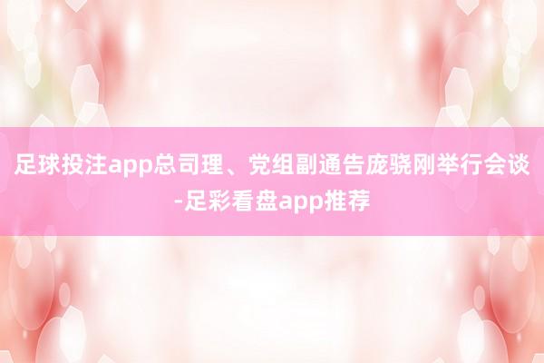 足球投注app总司理、党组副通告庞骁刚举行会谈-足彩看盘app推荐