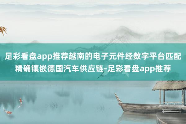 足彩看盘app推荐越南的电子元件经数字平台匹配精确镶嵌德国汽车供应链-足彩看盘app推荐