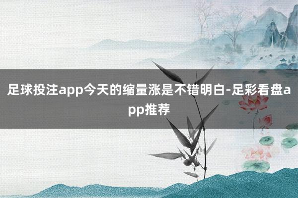 足球投注app今天的缩量涨是不错明白-足彩看盘app推荐