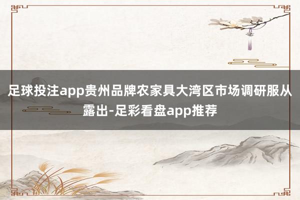 足球投注app贵州品牌农家具大湾区市场调研服从露出-足彩看盘app推荐