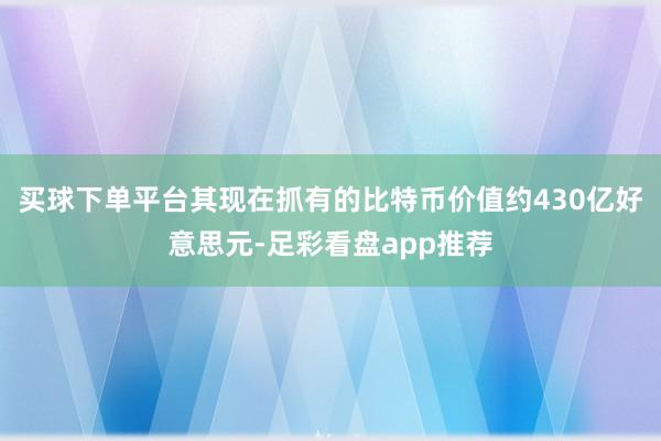 买球下单平台其现在抓有的比特币价值约430亿好意思元-足彩看盘app推荐