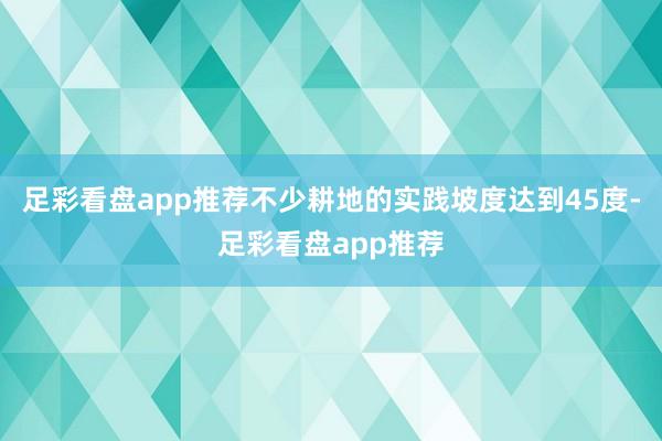 足彩看盘app推荐不少耕地的实践坡度达到45度-足彩看盘app推荐