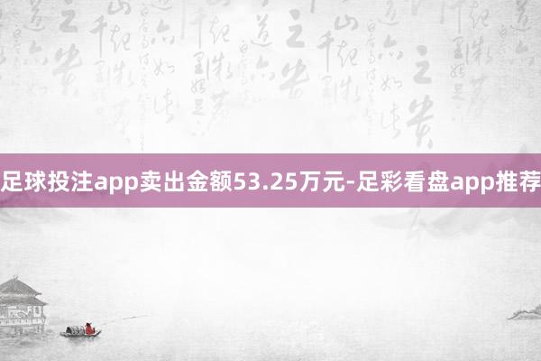 足球投注app卖出金额53.25万元-足彩看盘app推荐