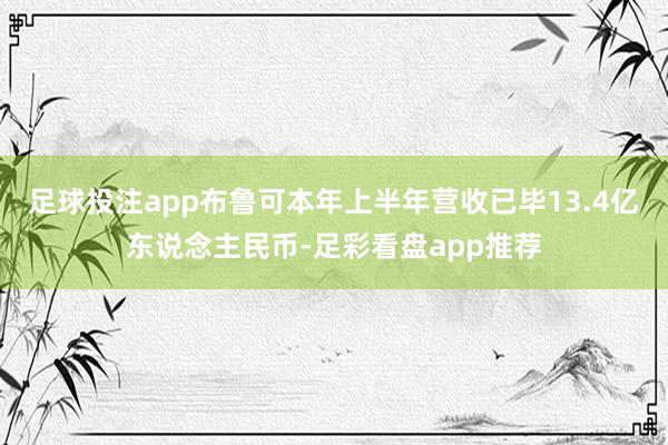 足球投注app　　布鲁可本年上半年营收已毕13.4亿东说念主民币-足彩看盘app推荐